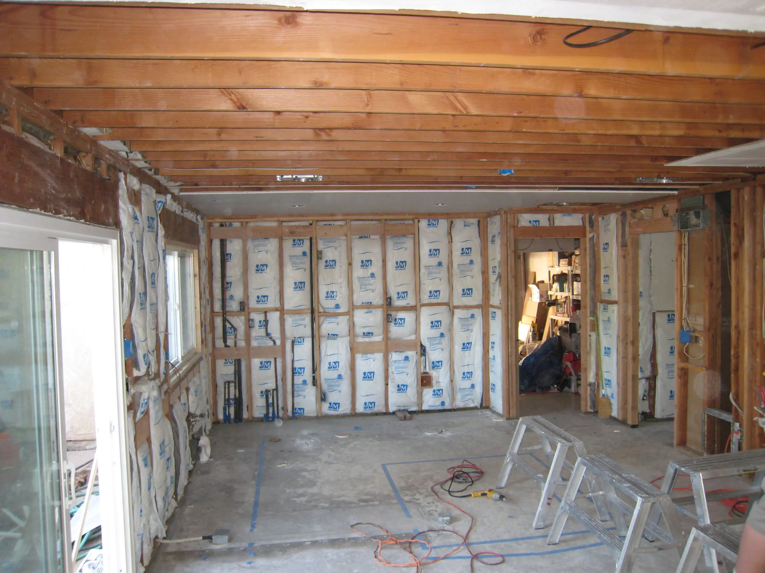 Room renovation with insulation installation