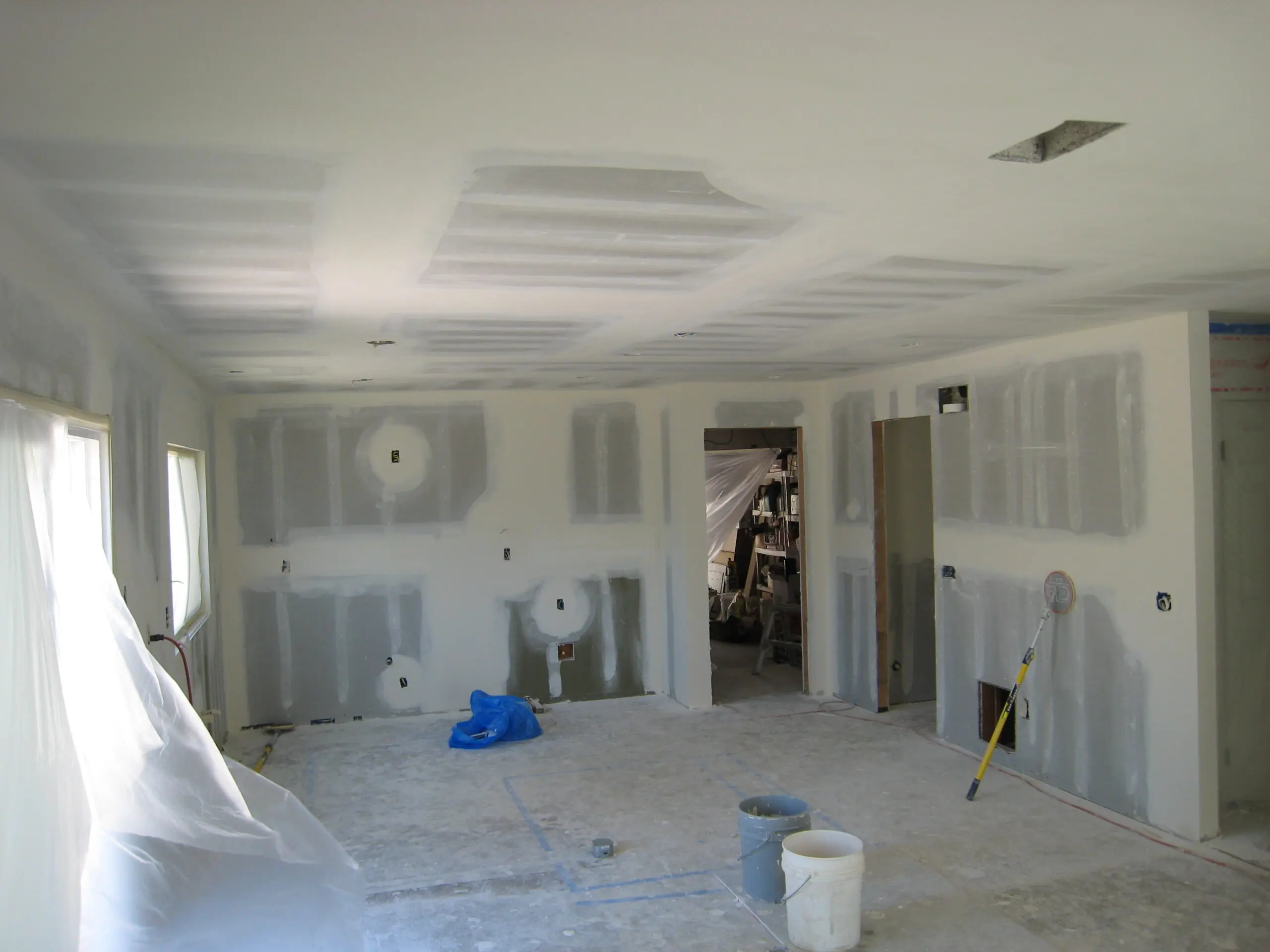 Room under drywall repair construction