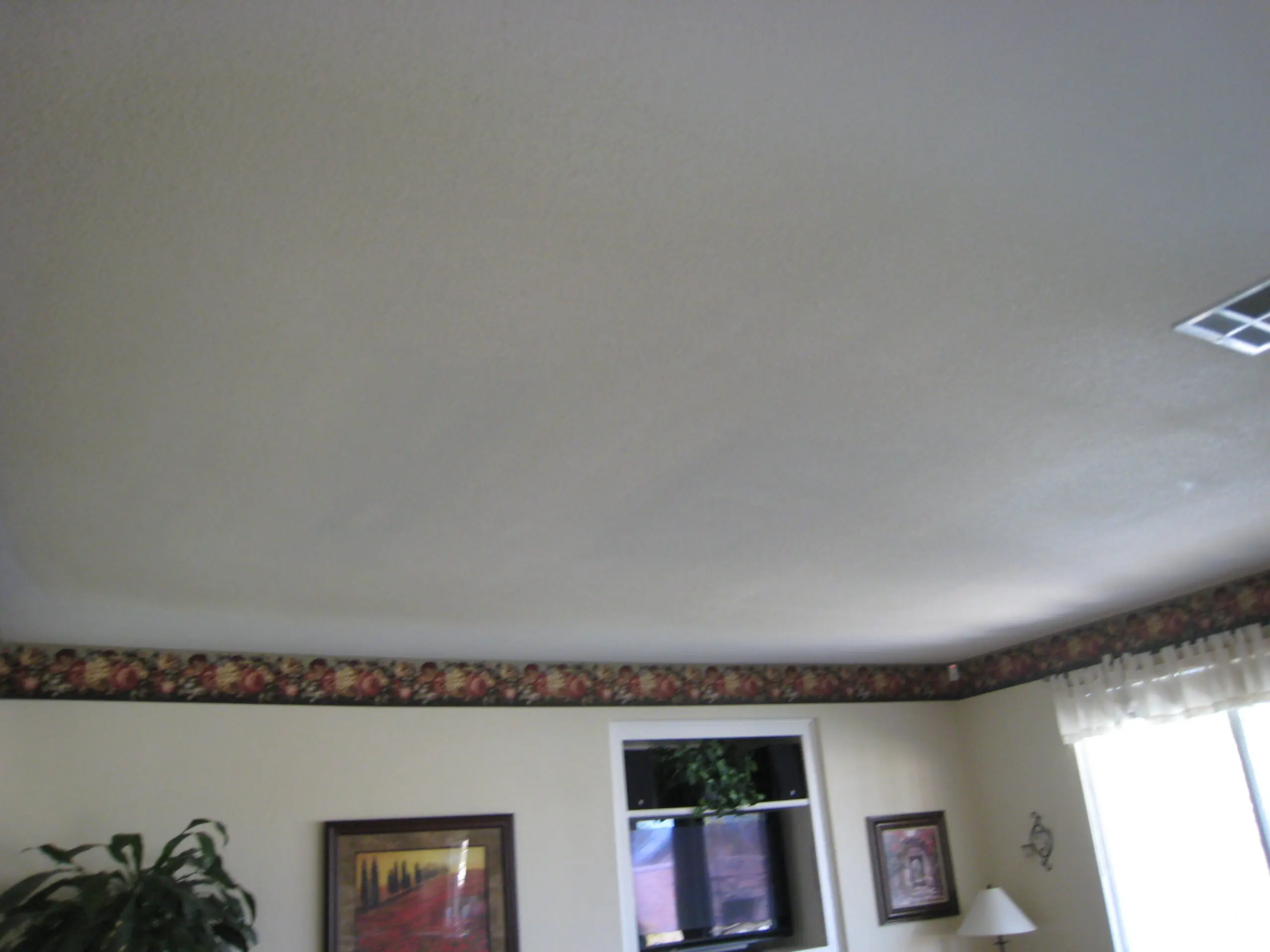 Living room ceiling drywall view